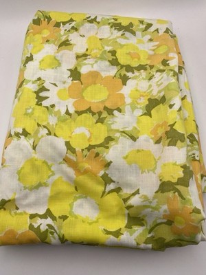 Vintage Flat Twin Sheet Fabric Marvelaire Springmaid Yellow Floral