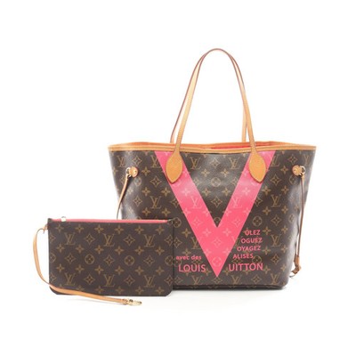 Louis Vuitton Neverfull MM V Tote Bag Brown PVC #RCB13535