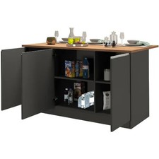 Isola Cucina 3 Ante Antracite Rovere 155x90x90 cm Legno Nobilitato