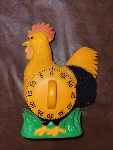 Vintage Rooster Timer 60 Minute Kitchen Orange Farmhouse Mid-Century Decor