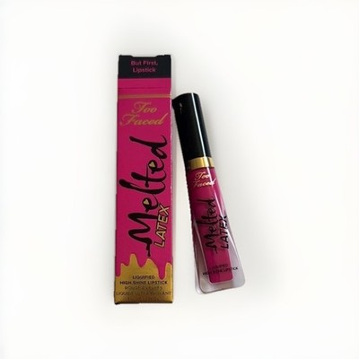 Too Faced Melted Latex Liquified High Shine Lipstick But First Lipstick Pink NIB