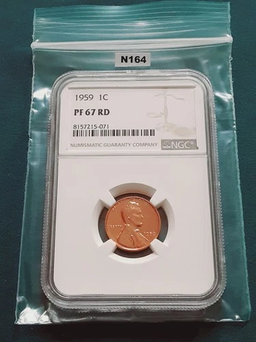 1959 Proof Wheat Cent / Penny! NGC PF67 RD! Brown label!  1c N164