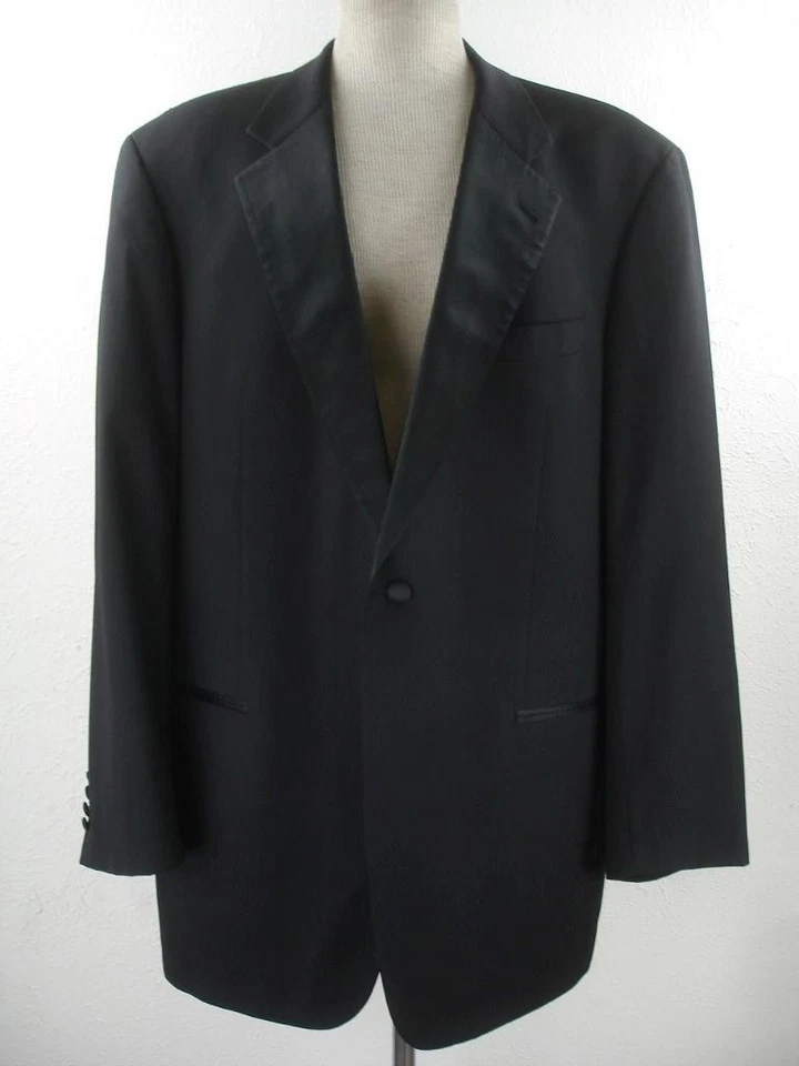 Hombres 46L Hugo Boss Satie Eric Negro Formal Esmoquin Traje Pantalones 43 X 32 100% Lana Foto 2 de 4