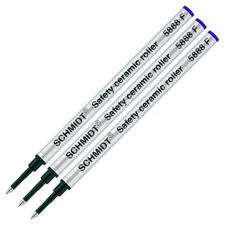 3 Pack 5888 Fine Point Blue Rollerball Metal Refill for Pens Ink Cartridge
