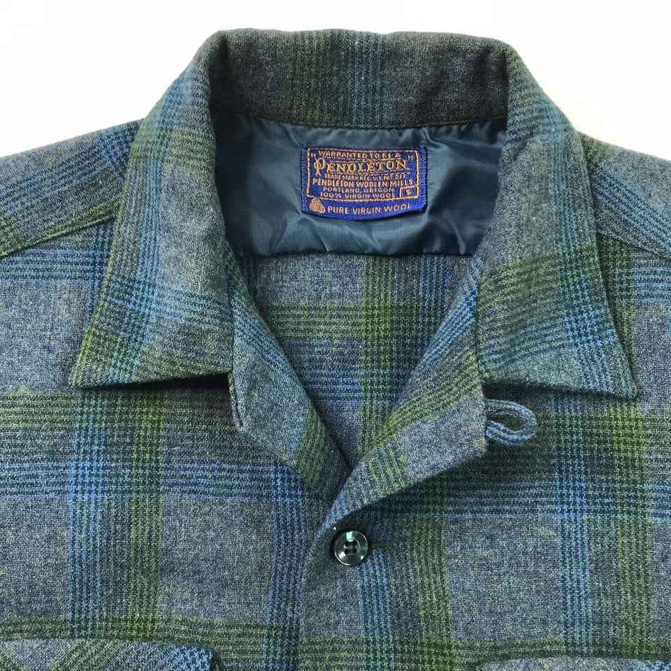 Vtg 50s 60s Pendleton Loop Collar Rockabilly Plaid Wool Flannel Board Shirt S - Image 3 of 4
