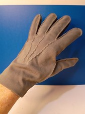 Vintage Bacmo1950s 9.5 Womens Gloves 100 Nylon Smokey Gray Retro Stitch Detail