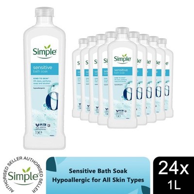 24x Simple Kind to Skin Sensitive Bath Soak Hypoallergen für alle Hauttypen, 1L