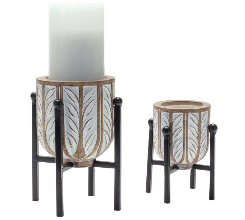 With Stands White - Set Of 2