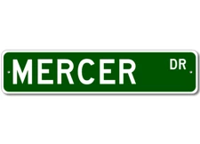 Mercer Drive Street Sign Personalized Custom Last Name Metal Sign - Aluminum