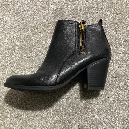 Franco Sarto Diana Womens Black Leather Gold Zip Ankle Boots Size 7.5 - Picture 12 of 18