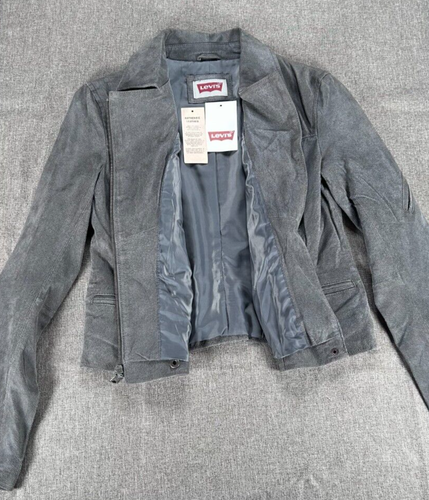Levi's Genuine Leather Moto Jacket Women's S Gray Brushed Suede NWOT 2010 - Picture 6 of 18
