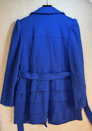 INC International Concepts NWT Womens Knit Ruffle Coat Jacket Royal Blue Sz L - Picture 5 of 7