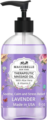 Maccibelle Natural Sensual Massage Oil for Couples Therapeutic Muscle Relief 8oz - 第 1/2 張圖片