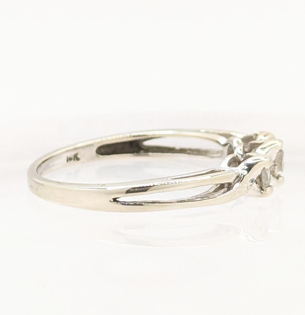 10K Solid White Gold Split Shank Three 3 Diamond … - image 6