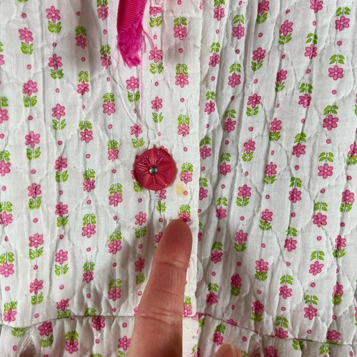 Vtg Girls 70s White Pink Floral Quilted Dela-Ann Robe Size 18 Age 12-13 Ruffle - Picture 10 of 17