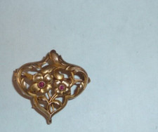 superbe broche fleur en plaqué or et grenats d'époque art nouveau,pur style 1900