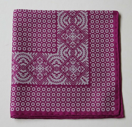 Silk hand printed pocket square handkerchiefs 30cm. Hand rolled - Picture 6 of 12