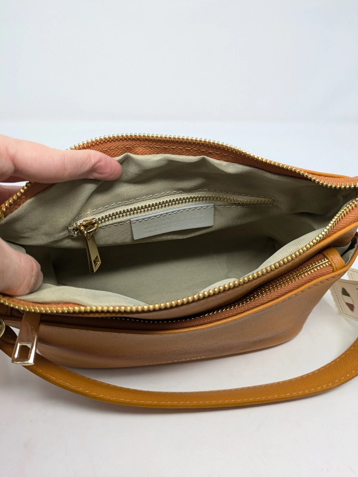 WANDLER Borsa a tracolla convertibile Divina Firenze Lilla miele ambra pelle ciottolata nuova con etichetta