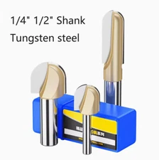 1/4" 1/2" Shank Deep Round Bottom Router Bit Woodworking Round Milling Cutter