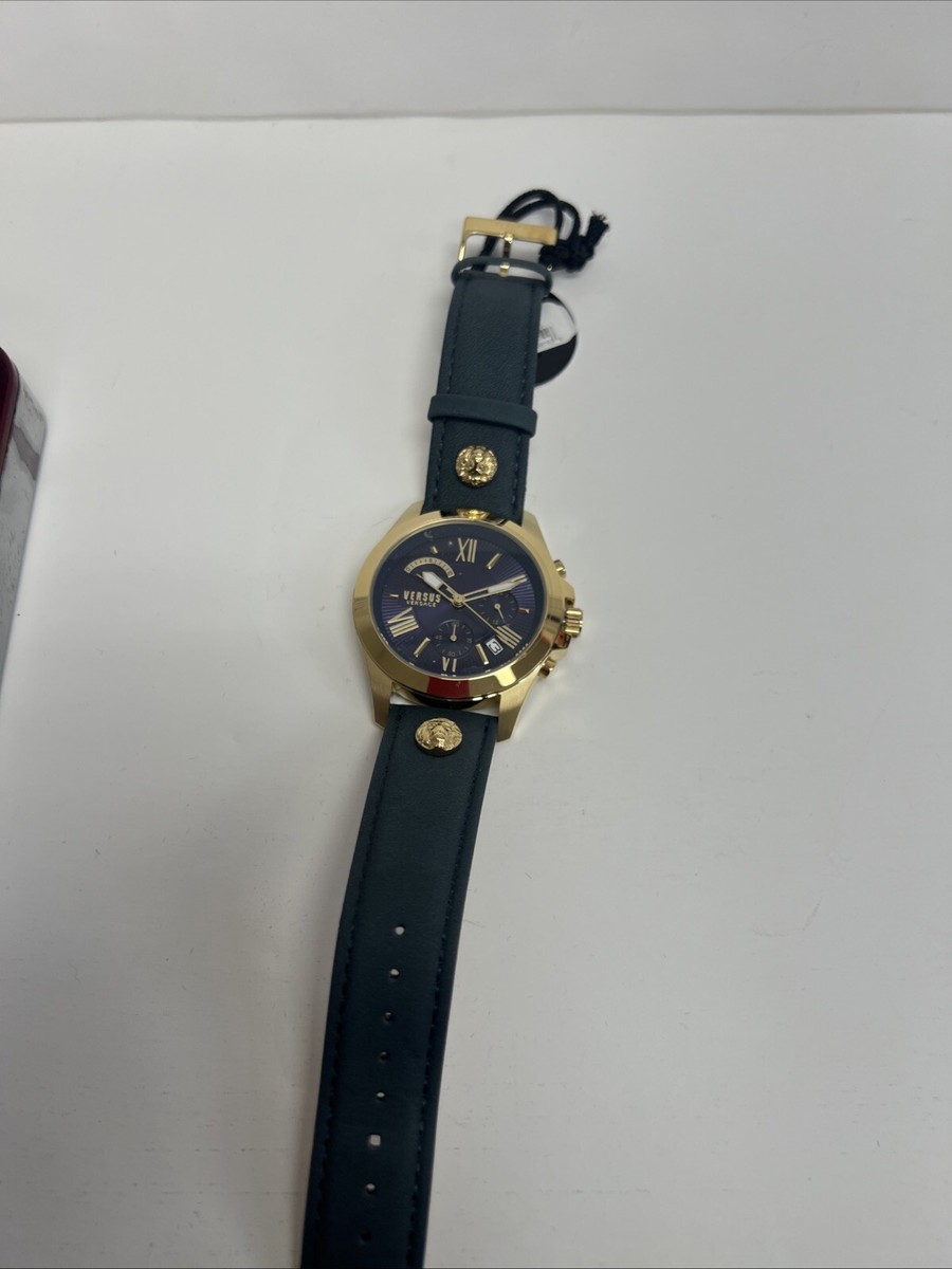 Versus Versace Mens Chrono Lion Gold 44mm Leather Strap Watch | eBay