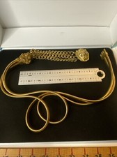 MCM Unisex Elastic Belt W/ Gold Lion And Chains