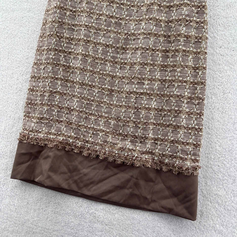 Falda lápiz vintage Albert Nipon para mujer 6P beige 28x26 traje midi cremallera seda 6 Foto 3 de 4