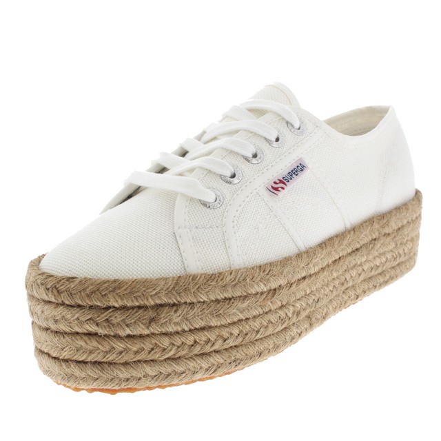 superga 2790 double sole flatform white espadrille trainers
