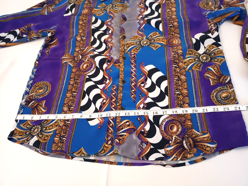 Women SANGI Multi Color Long Sleeve Button Up Shirt Top Size Large - Picture 7 of 13