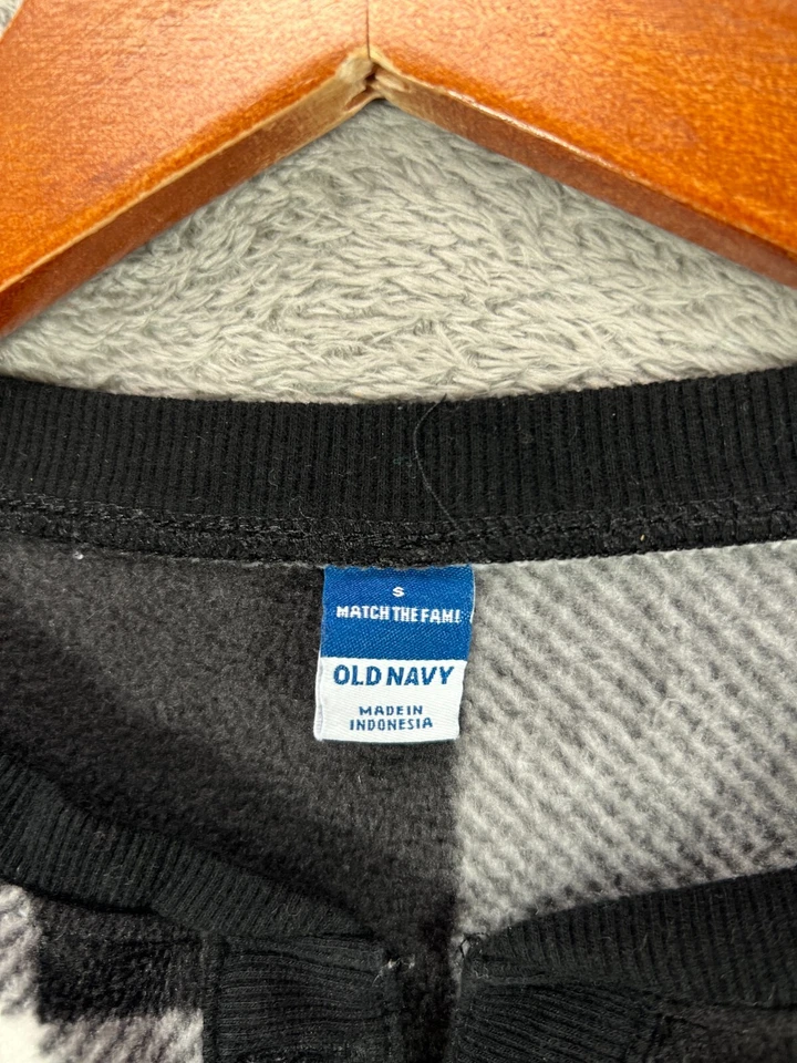 Mameluco antiguo azul marino para mujer pequeño PJ negro búfalo a cuadros manga larga Henley polar Foto 4 de 4