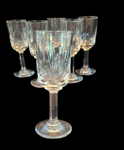 Juego de 6 Gafas Cordiales Cristal De Sevres Diseño Corte Cristal 3.5" Alto Hecho en - Imagen 7 de 8