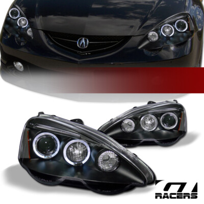 For 2002-2004 Acura RSX Black Dual Halo Rims Projector Headlights For 2002-2004 Acura RSX Black Dual Halo Rims Projector Headlights