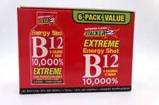 B 12 ENERGY STACKER SHOT ACAI POMEGRANATE   2 oz 6 PACK EXP DATE  10-/3/27 !!!