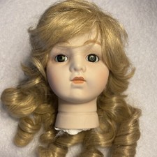 Vtg Porcelain Doll Head 5 Blonde Hair Wig Parts For 19 Dolls Serious Look
