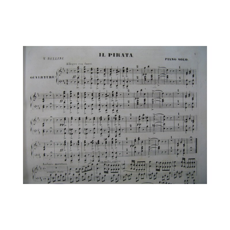 Bellini Vincenzo The Pirate Opera Piano Solo Ca1850 | eBay