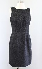 Tahari ASL Levine Black Silver Metallic Jacquard Sheath Dress Size 4 Shimmer