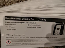 Thermal Printer Cleaning Card 2" Featuring Waffletechnology 51mm Lot Of 25 Cards