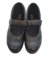 DREW FAC 12 Size 7.5 Wide Womens Shoes Black Mary Janes hook & Loop Strap