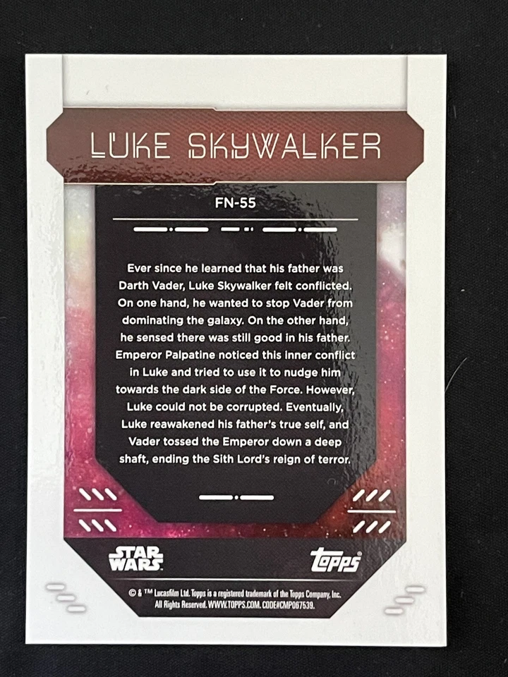 2023 Topps Finest Star Wars Luke Skywalker Orange Refractor FN-55 #’rd /25 - Image 2 of 2