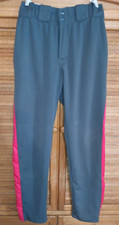 Premier Athletic Baseball Pants Medium Snaps Belt Loops Dark Gray Pink Piping