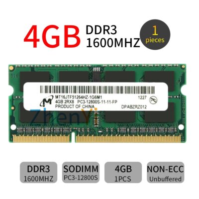 Mémoire RAM Micron MT16KTF51264HZ-1G6M1 4 Go 1600 MHz - PC3L-12800S (DDR3-1600) DDR3 SODIMM