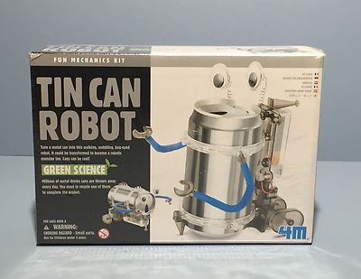 Tin Can Robot Fun Mechanics Kit Green Science Kid Project Educational -BRAND NEW