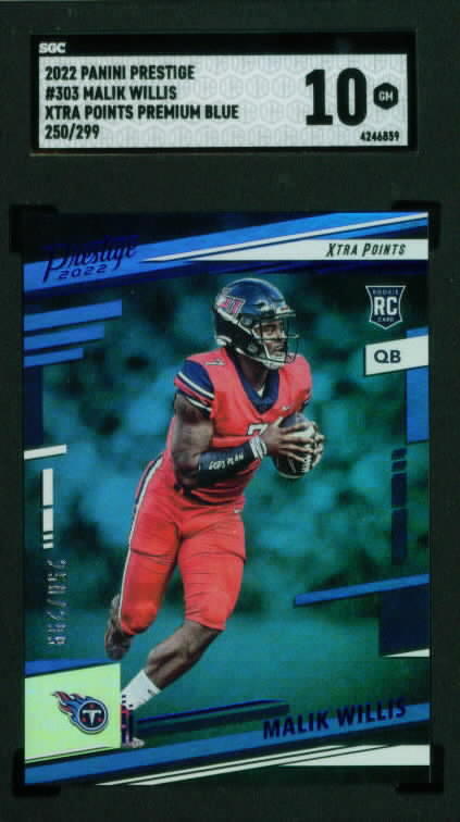 2022 Panini  Prestige Premium Blue #303 MALIK WILLIS (Rookie) Titans /299 SGC 10