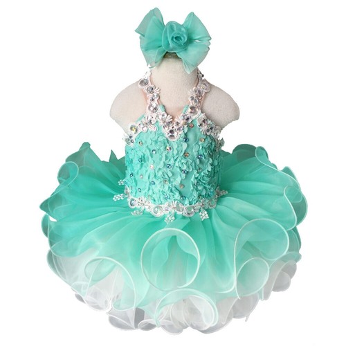 Jenniferwu Toddler Girls Halter Pageant Cupcake Dresses Baby Short Ball Gowns - Picture 8 of 21