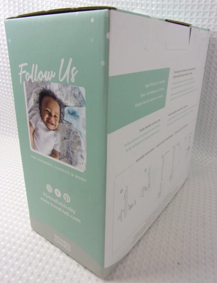 Trend Lab Sea Babies Музыкальный Мобиль, Играет Колыбельную Брамса, Блюз/Серый Новый в коробке - Изображение 3 из 4