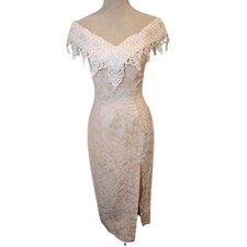Vintage Jessica McClintok/Gunne Sax Lace Dress Jacquard Formal Gown Sz 9/10