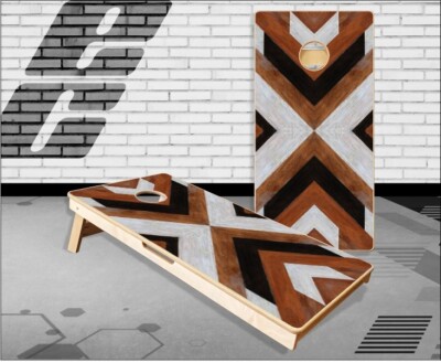 Herringbone Wood Rustic Cornhole Boards Bean Bag Toss Game