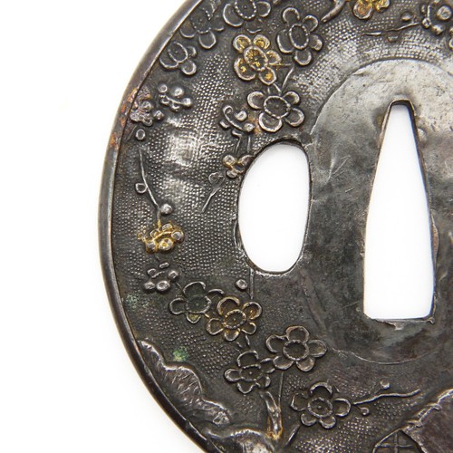 Tsuba Plum tree Design Shakudo Japanese Antique Sword Fittings Samurai Katana - 第 6/23 張圖片