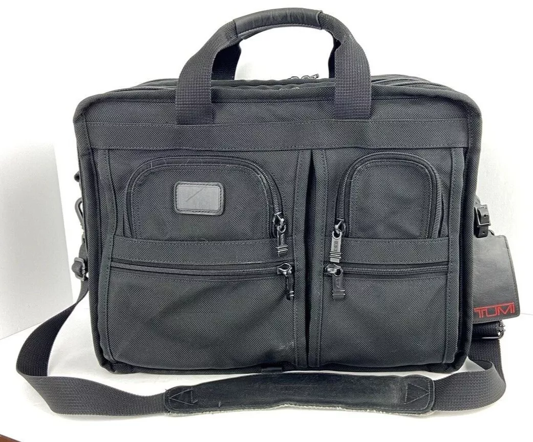 Tumi Alpha Deluxe Organizer Laptop Briefcase Black Ballistic Nylon Bag  2674D3