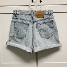Vintage Levis 954 High Waisted Jean Shorts Orange Tab Size 11 Light Wash 90s