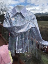 Western Show Shirt, Silber Fransen, Rodeo, Queen, Leadline Mädchen - XS S M L XL